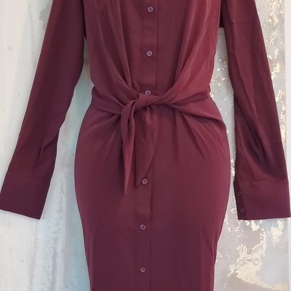 Alfani Womens Dress Deep Purple Size 6 Shirt Tie-Front Button-Front - Picture 4 of 5